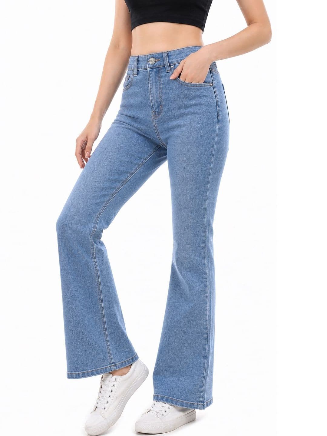The Roadster Lifestyle Co Women Light Fade Clean Look Flared Jeans thumbnail 5
