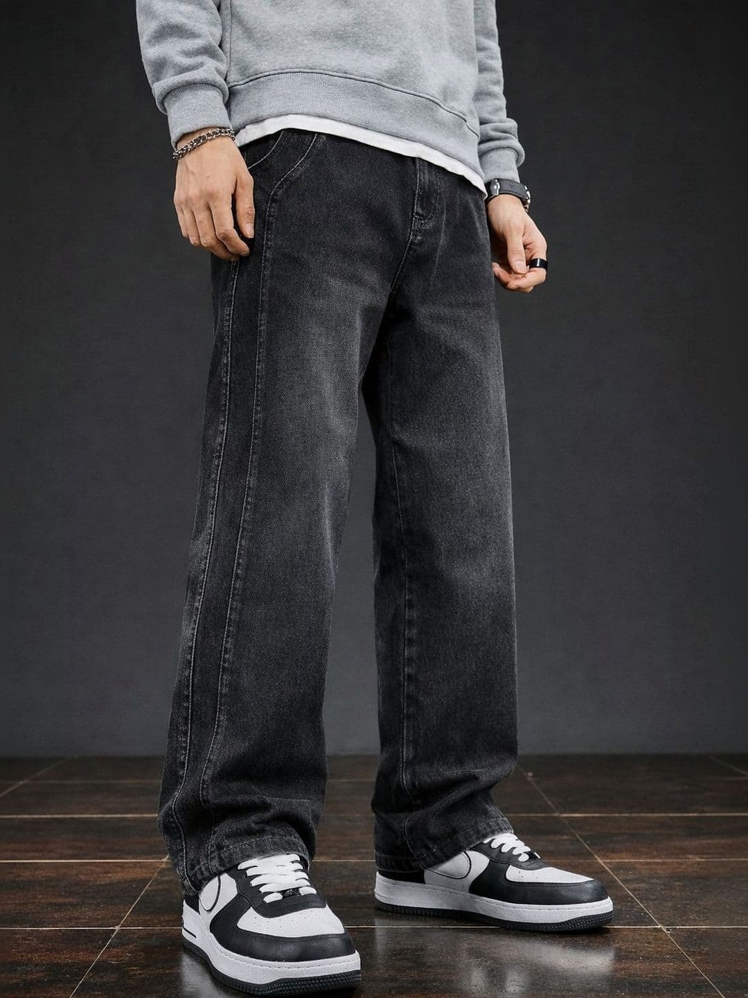 BREXX Men Comfort Straight Fit Mid-Rise Light Fade Stretchable Jeans