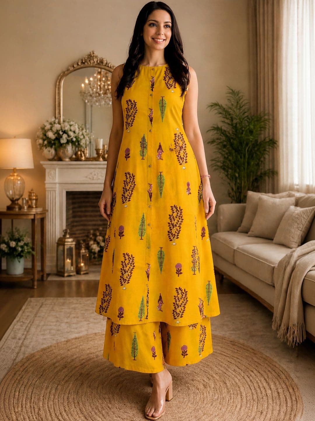 Klere Women Ethnic Motifs Printed Regular Kurta with Palazzos thumbnail 4