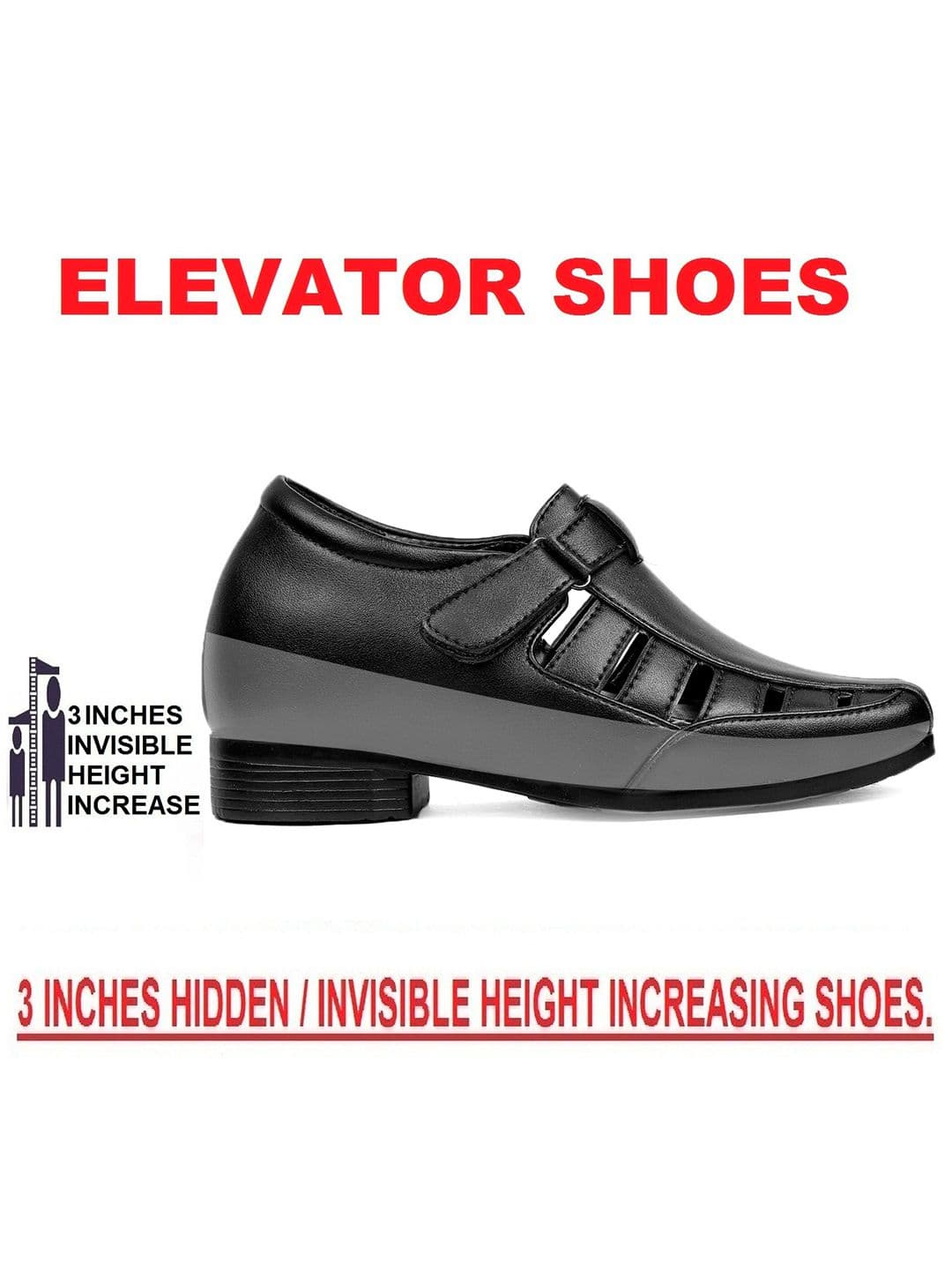 Bxxy Men 3 Inch Hidden Elevator Height Increasing Formal Shoe-Style Sandals thumbnail 3