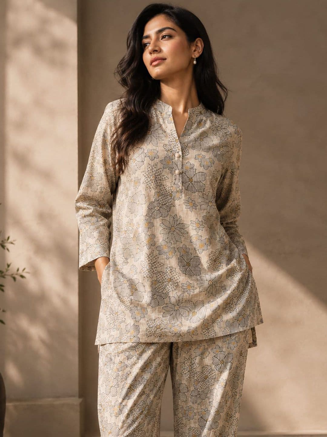 Ilaaha Women Floral Printed Regular Kurta with Trousers thumbnail 7