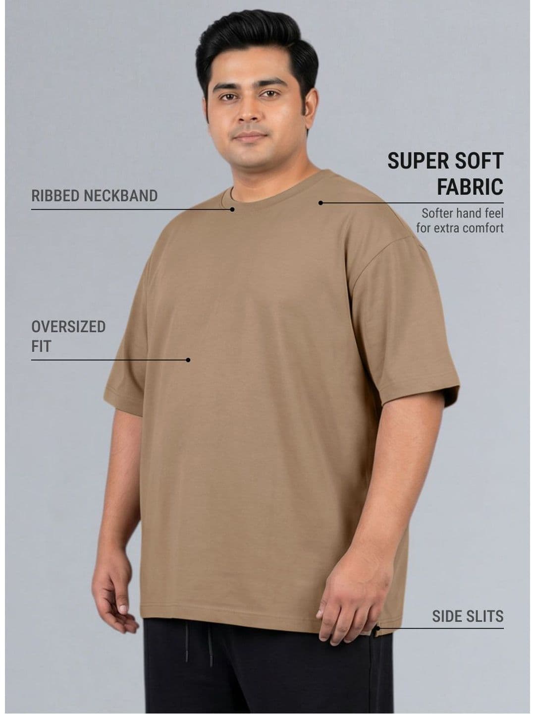 CULT Men's Beige One More Rep Graphic Plus Size Oversized Fit T-shirt thumbnail 5