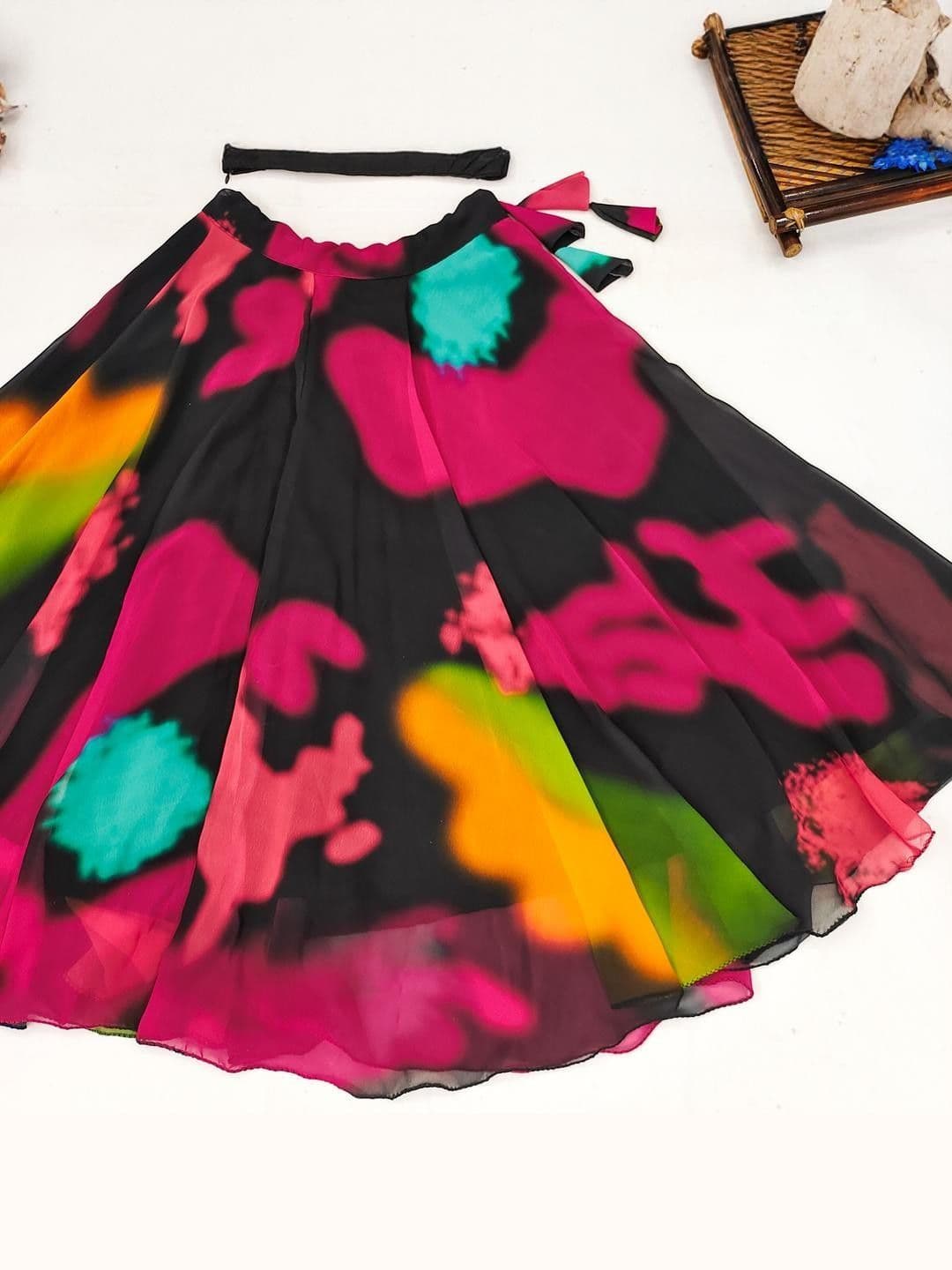 RJ ONLINE Dyed Silk Georgette Lehenga Choli thumbnail 3