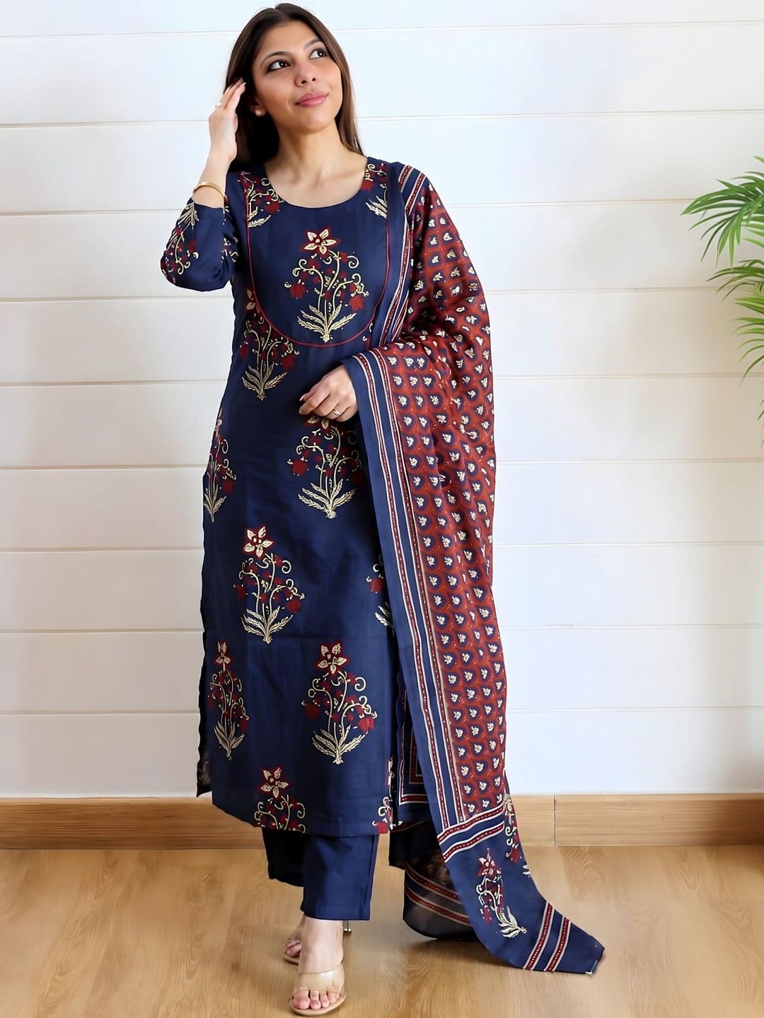 Moda Rapido Women Floral Printed Regular Kurta with Trousers & With Dupatta - view 1