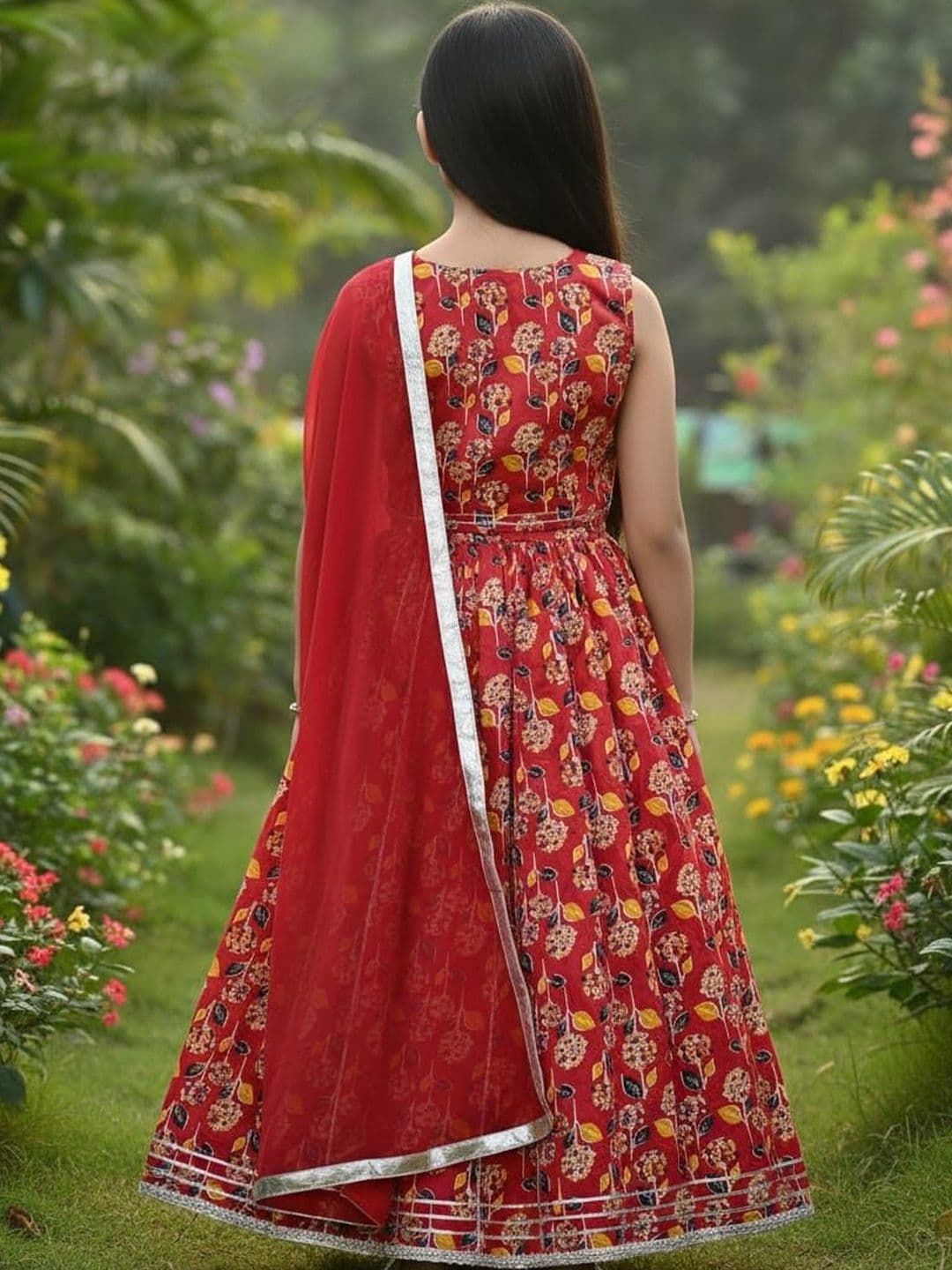 KALINI Girls Printed Ready to Wear Lehenga & Blouse With Dupatta thumbnail 3