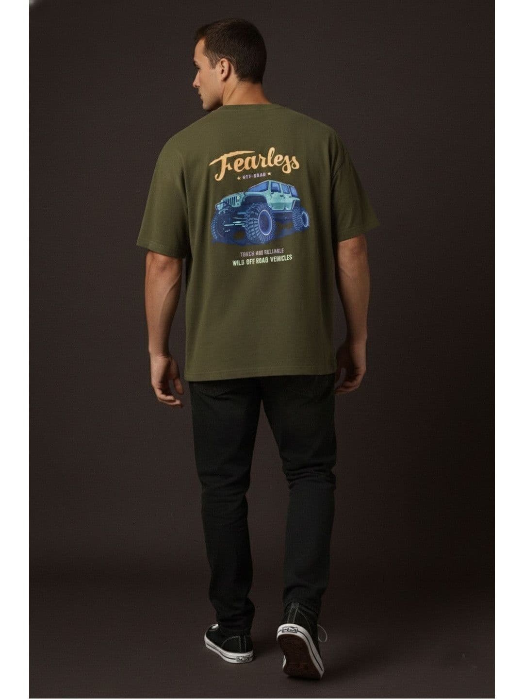 The Roadster Lifestyle Co Printed Pure Cotton Round Neck Oversized Tshirt thumbnail 3