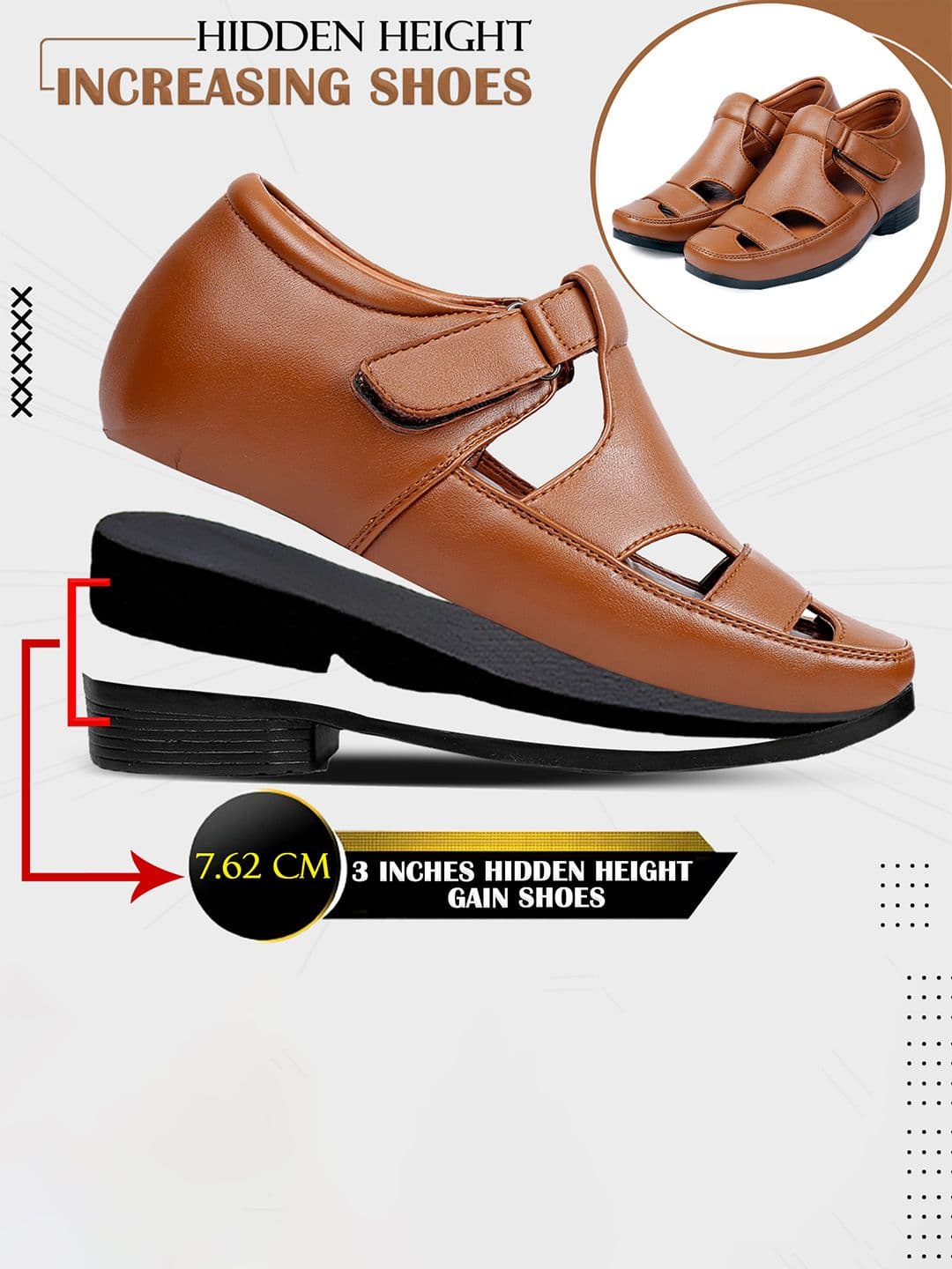 Bxxy Men Hidden Elevator Shoe-Style Sandals thumbnail 3