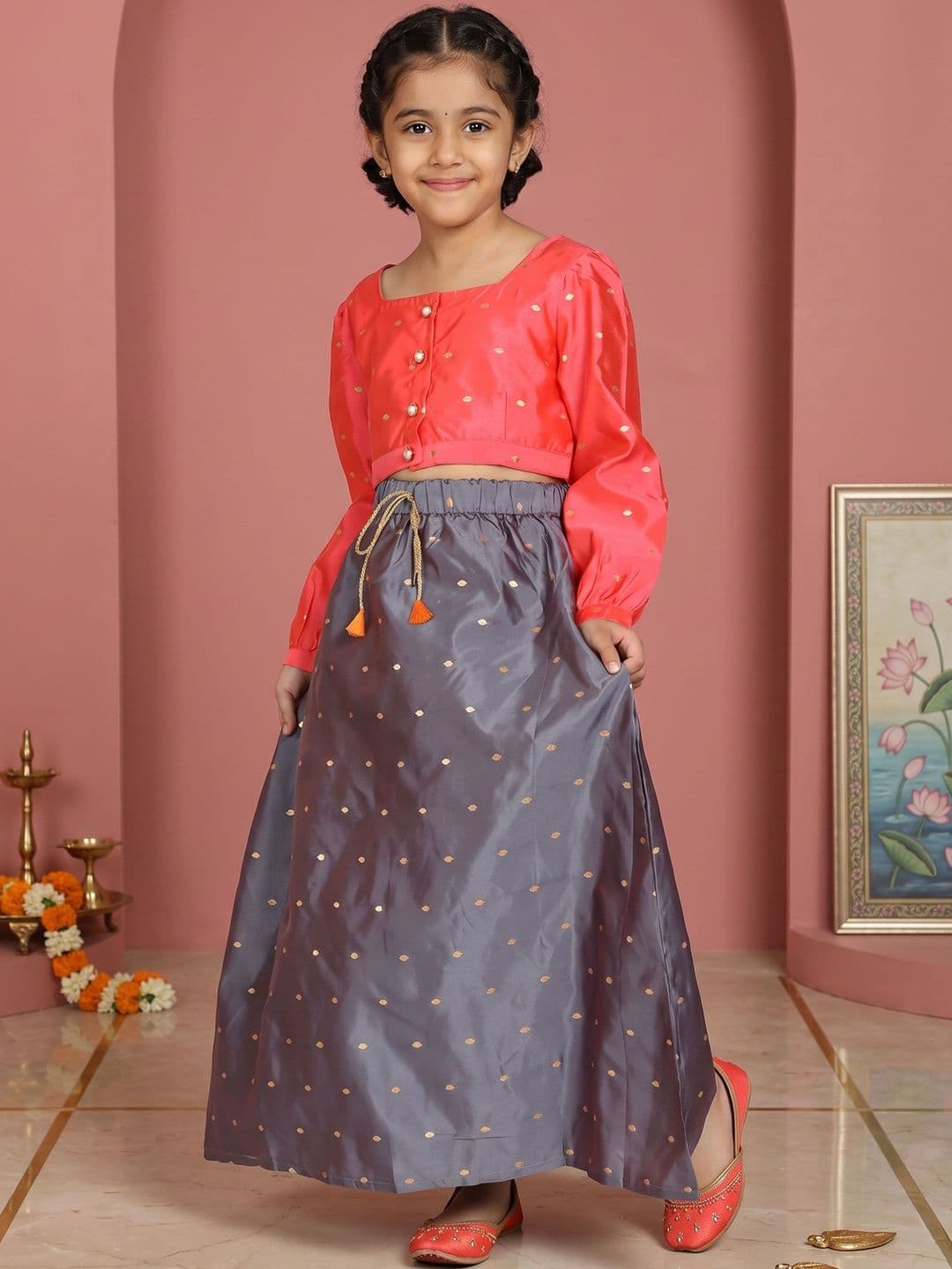 KiddoPanti Girls Embellished Ready to Wear Lehenga Choli Set - view 1