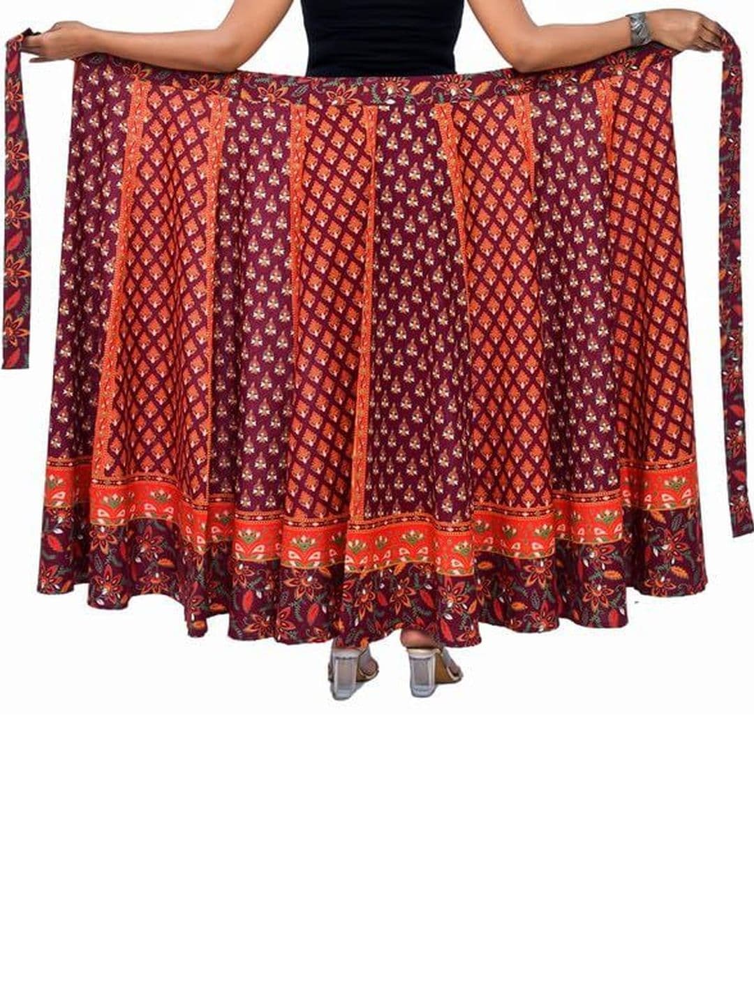 SAMJHI Women Pure Cotton Floral Maxi Wrap Skirt thumbnail 2