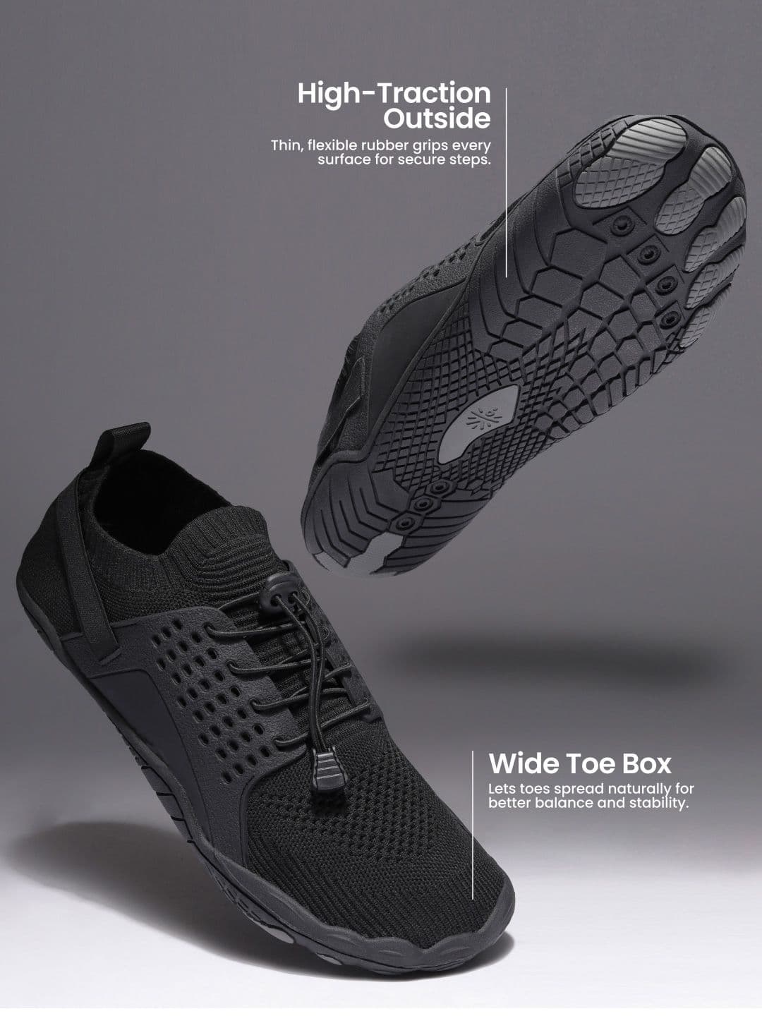 CULT Men FlexKnit Barefoot Training Shoes - Black thumbnail 3