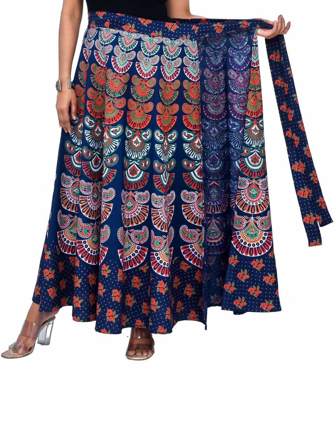 SAMJHI Navy Blue Paisley Maxi Wrap Skirt - view 1