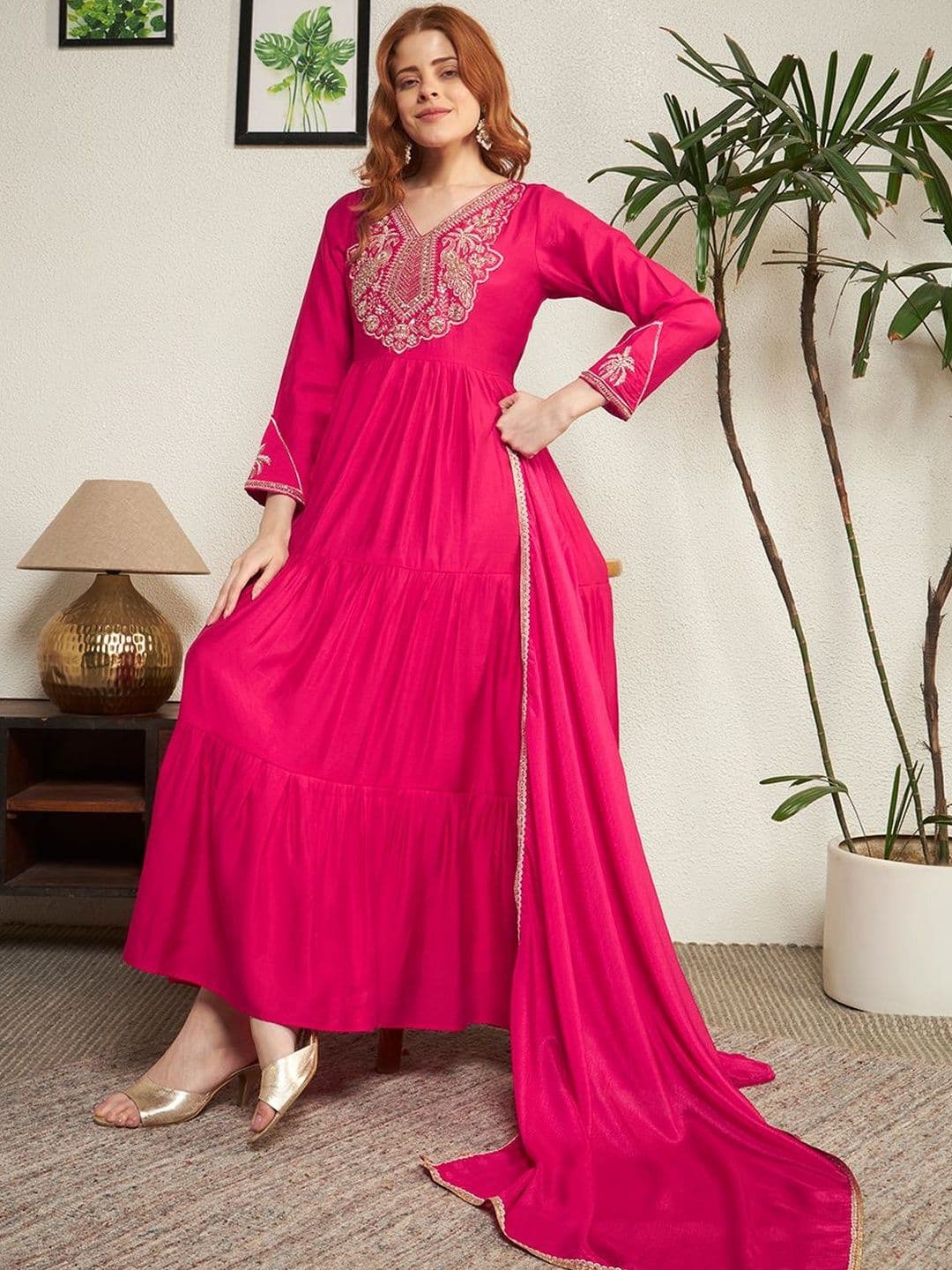 Honky Tonky Embellished V-Neck Ethnic Dress thumbnail 5