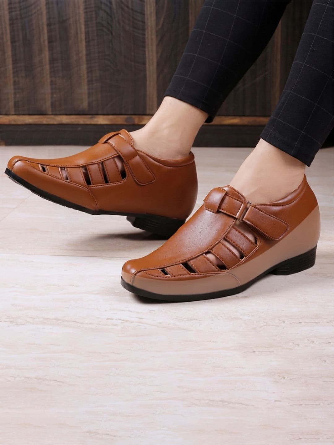 Bxxy Men Tan Elevator Increasing Casual Sandal Shoes - view 1