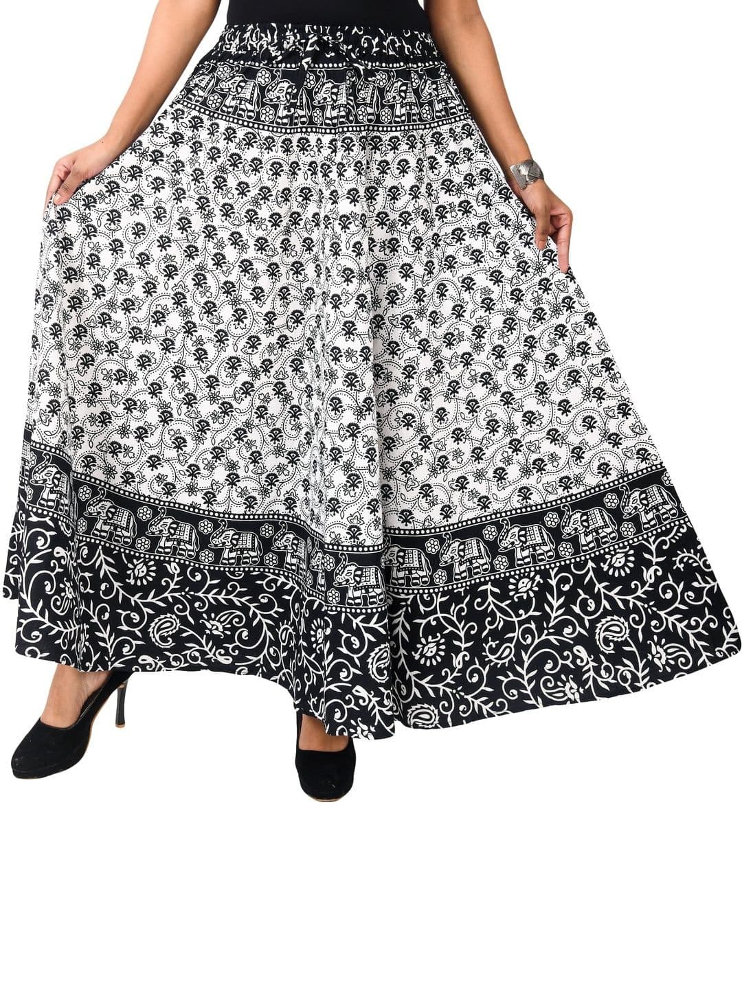 SAMJHI Women Pure Cotton Colourblocked Maxi Flared Skirt thumbnail 2
