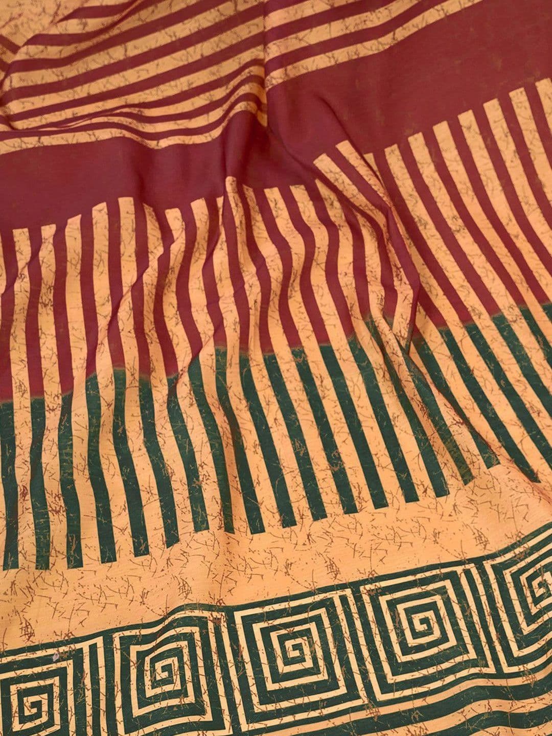 Sangria Striped Chanderi Cotton Ready to Wear Saree Blouse Piece thumbnail 2