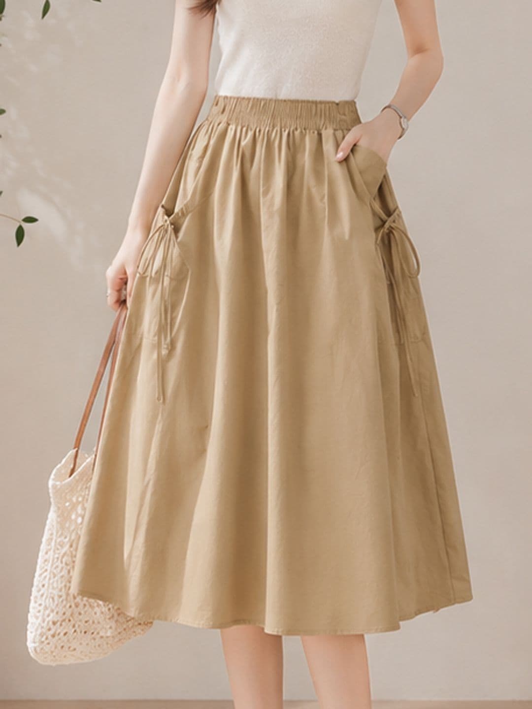 Suo Women Sleek Utility Midi A-Line Skirt - view 1