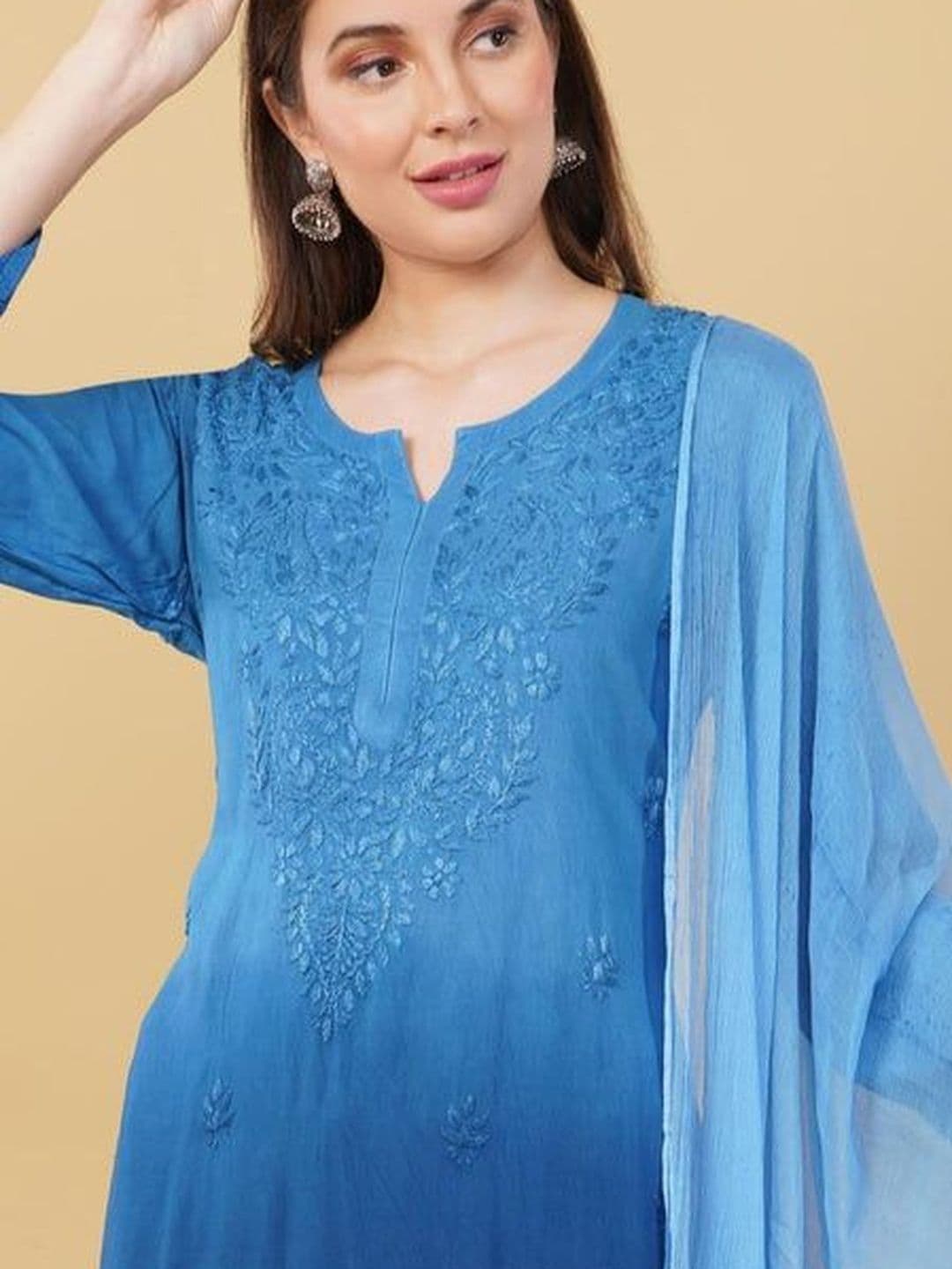 Classikari Women Embroidered Kurta with Palazzos thumbnail 3