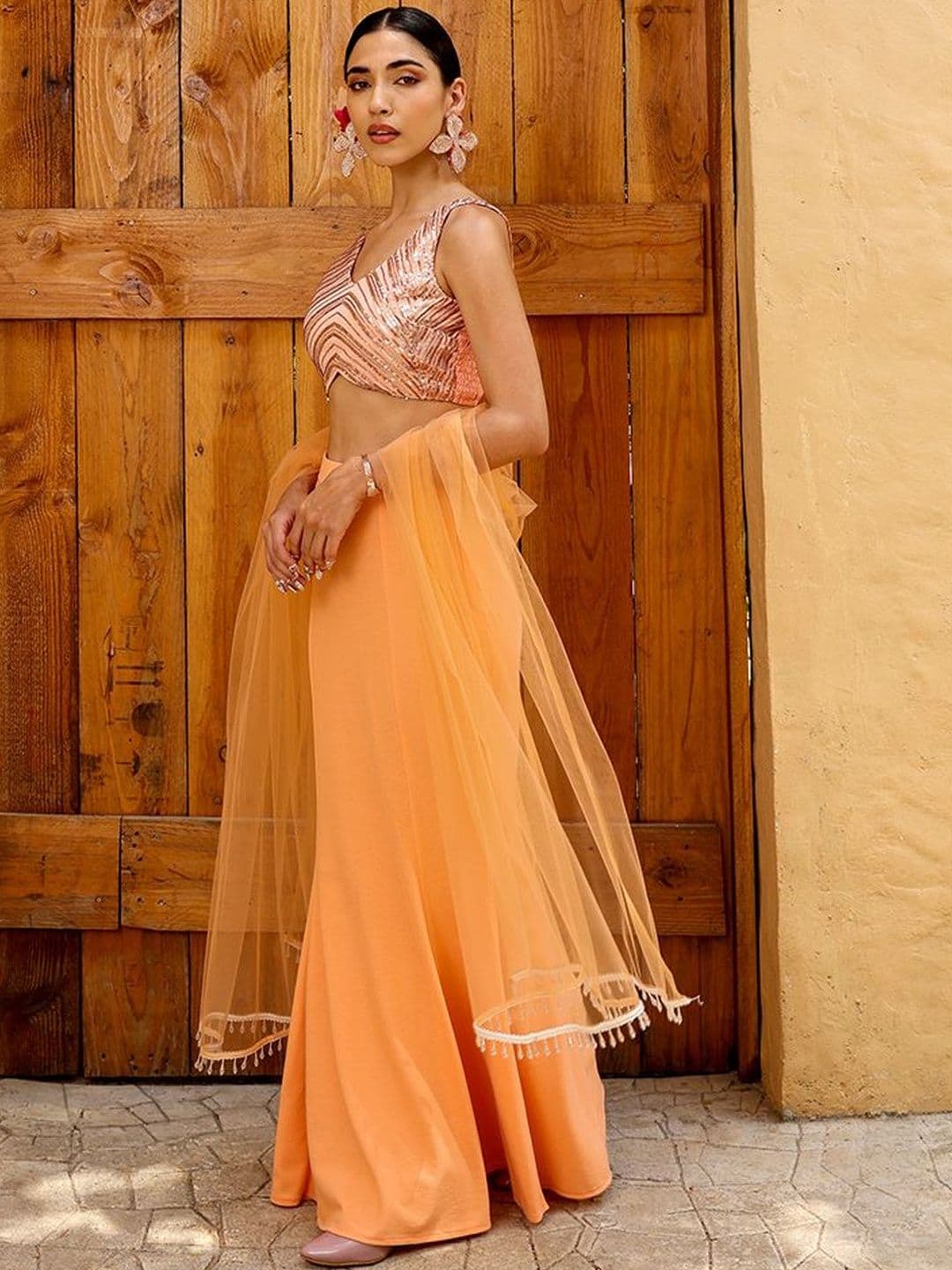 QISSA Embellished Sequinned Ready to Wear Lehenga & Blouse With Dupatta thumbnail 2