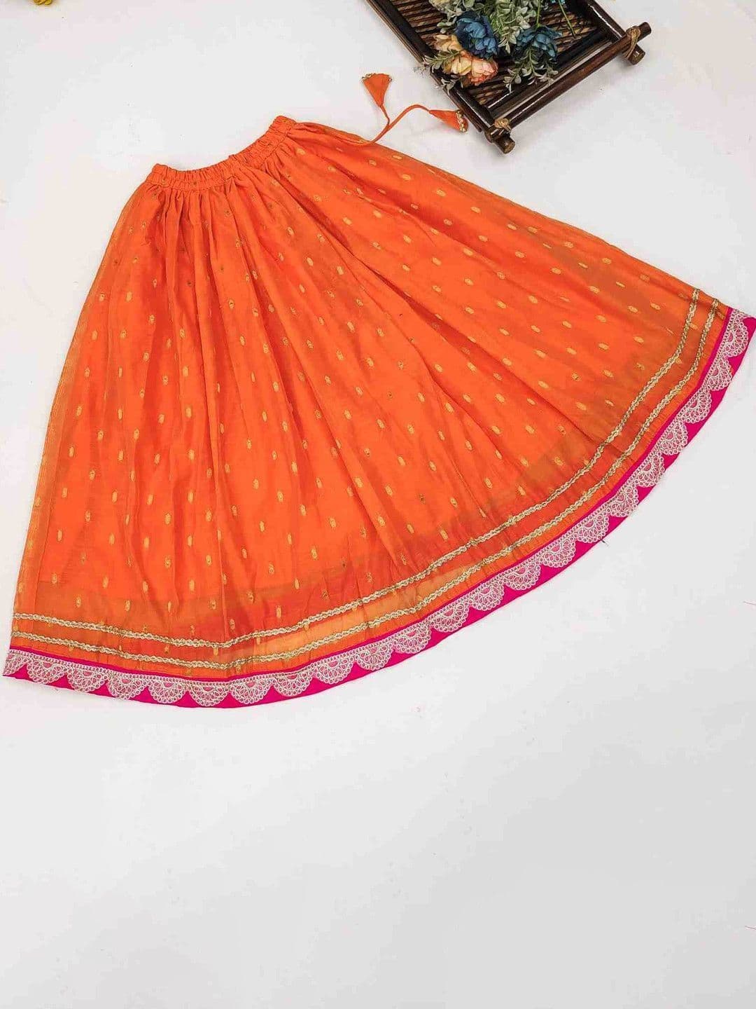 RJ ONLINE Girls Tie and Dye Ready to Wear Lehenga & Blouse With Dupatta thumbnail 3