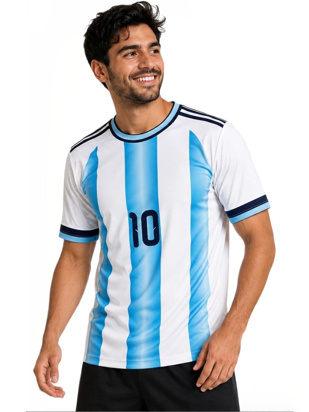 teky Men Lionel Messi Striped T-shirt