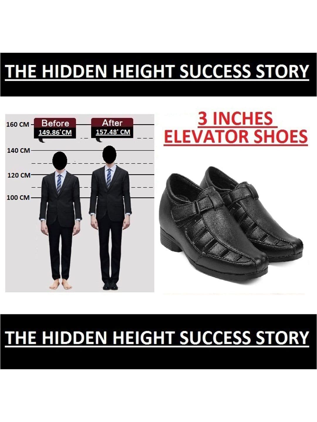 Bxxy Men Black Elevator Increasing Casual Sandal Shoes thumbnail 4