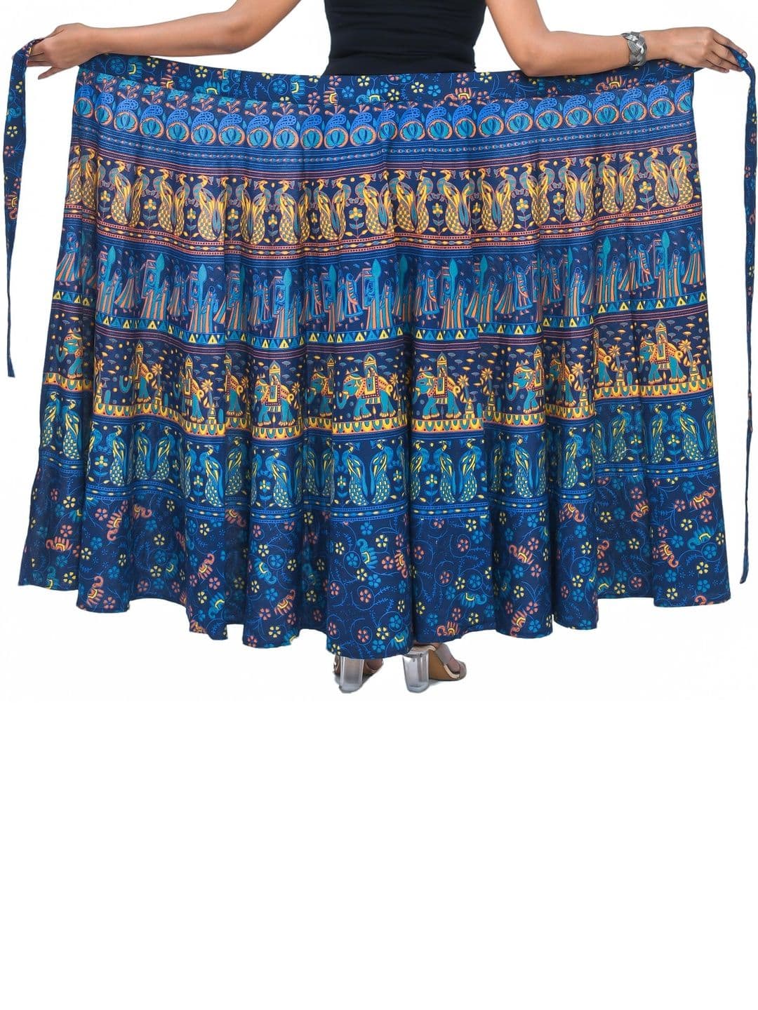 SAMJHI Women Pure Cotton Colourblocked Maxi Wrap Skirt thumbnail 2