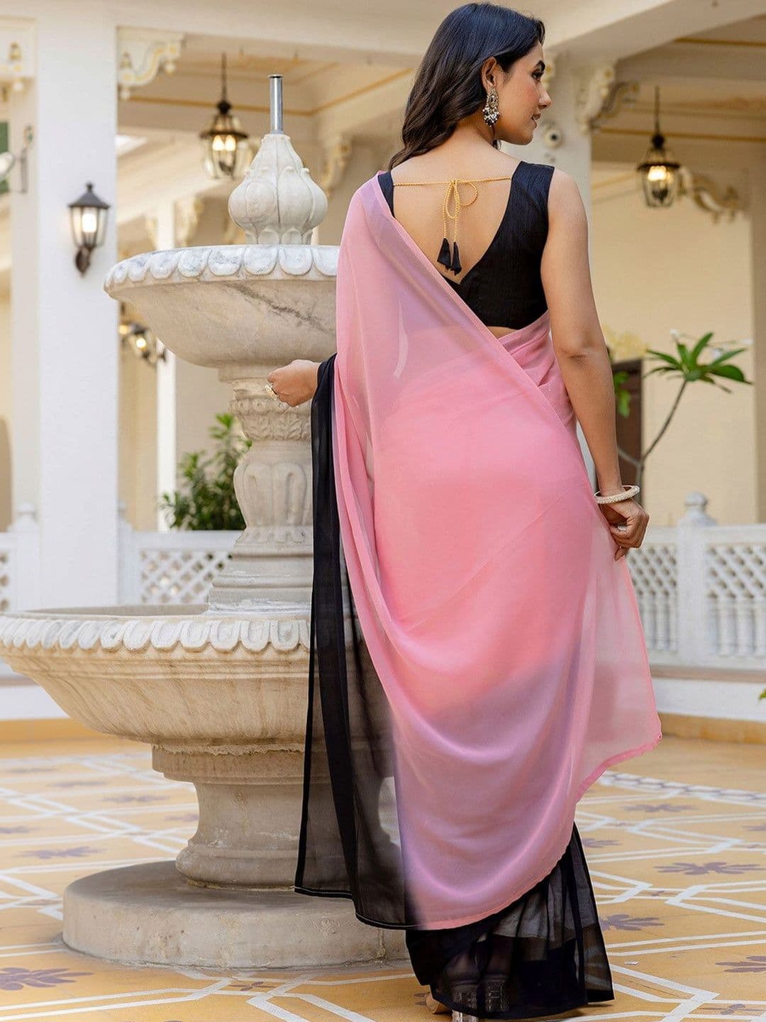Sangria Colourblocked Ready to Wear Saree Blouse thumbnail 2