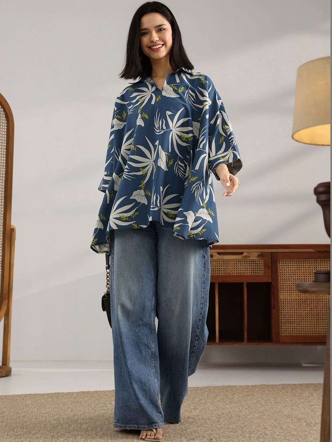 Libas Botanical Printed Shirt Collar Kurti thumbnail 7