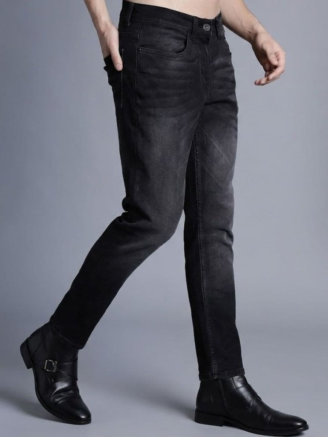 BREXX Men Comfort Straight Fit Mid-Rise Light Fade Stretchable Jeans thumbnail 4