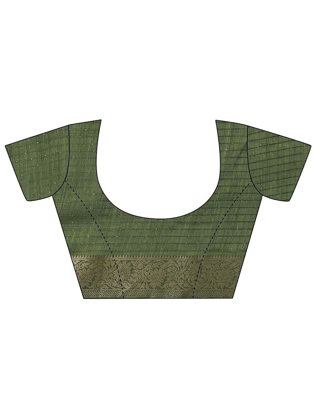 Libas Green Printed Saree With Unstitched Blouse Piece thumbnail 2