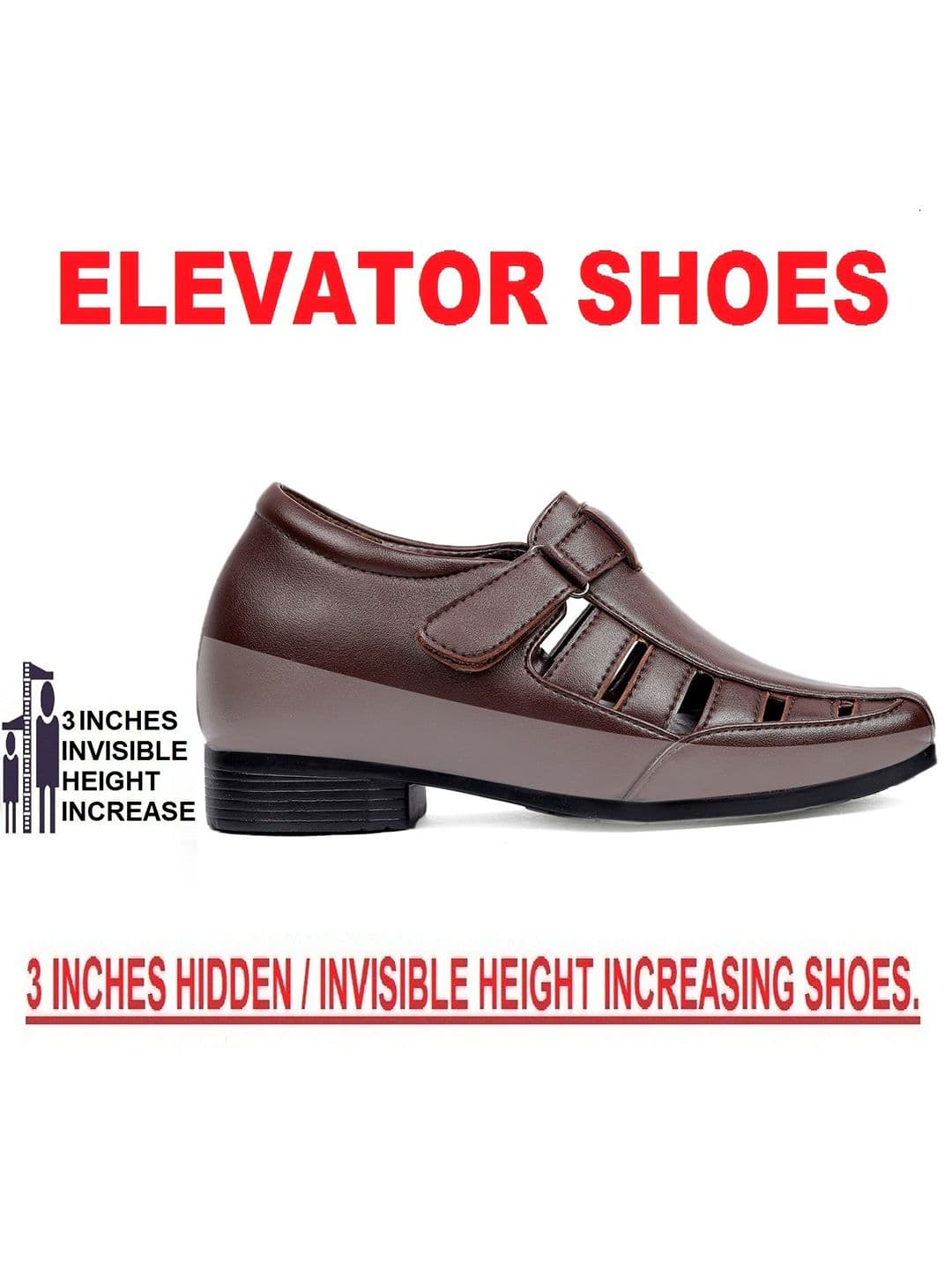 Bxxy Men 3 Inch Hidden Elevator Height Increasing Formal Shoe-Style Sandals thumbnail 7