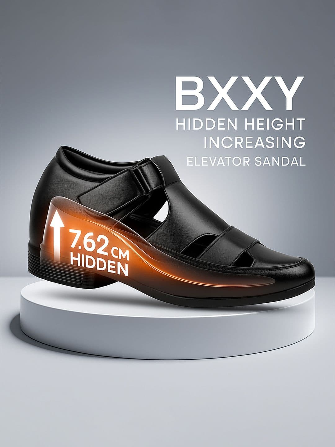Bxxy Men Shoe-Style Roman 7.62 Cm Elevator Height Increasing Formal Sandals thumbnail 5