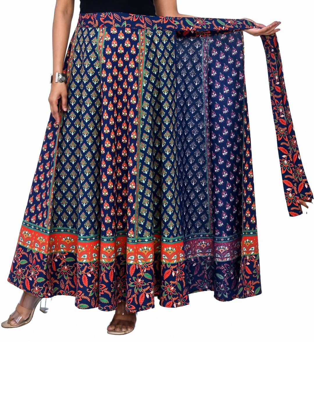 SAMJHI Women Pure Cotton Floral Maxi Wrap Skirt thumbnail 3