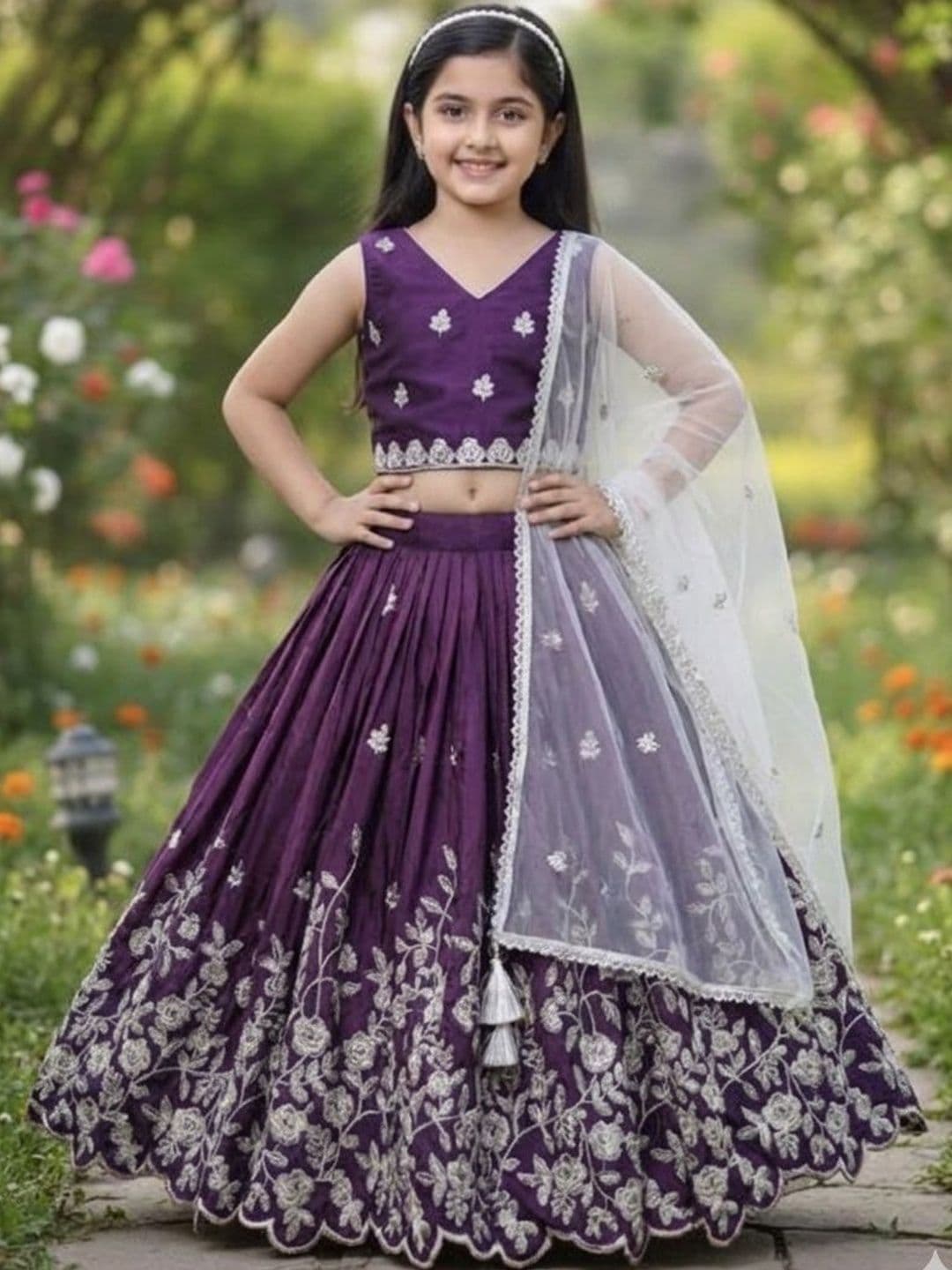 RJ ONLINE Girls Embellished Tie and Dye Ready to Wear Lehenga & - view 1