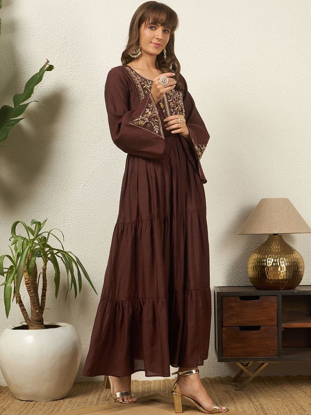 Honky Tonky Embroidered Round Neck Ethnic Dress thumbnail 4