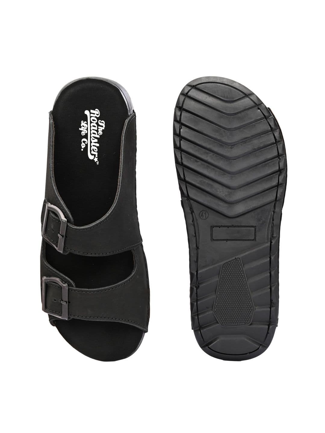 The Roadster Lifestyle Co Men Leather Slip-On Comfort Sandals thumbnail 7