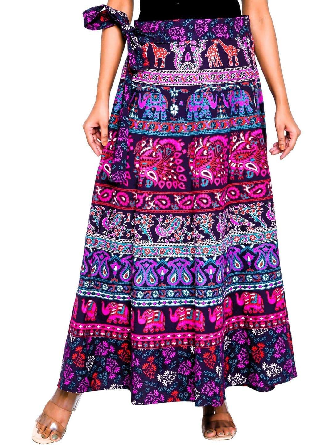 SAMJHI Women Pure Cotton Paisley Maxi Wrap Skirt thumbnail 3
