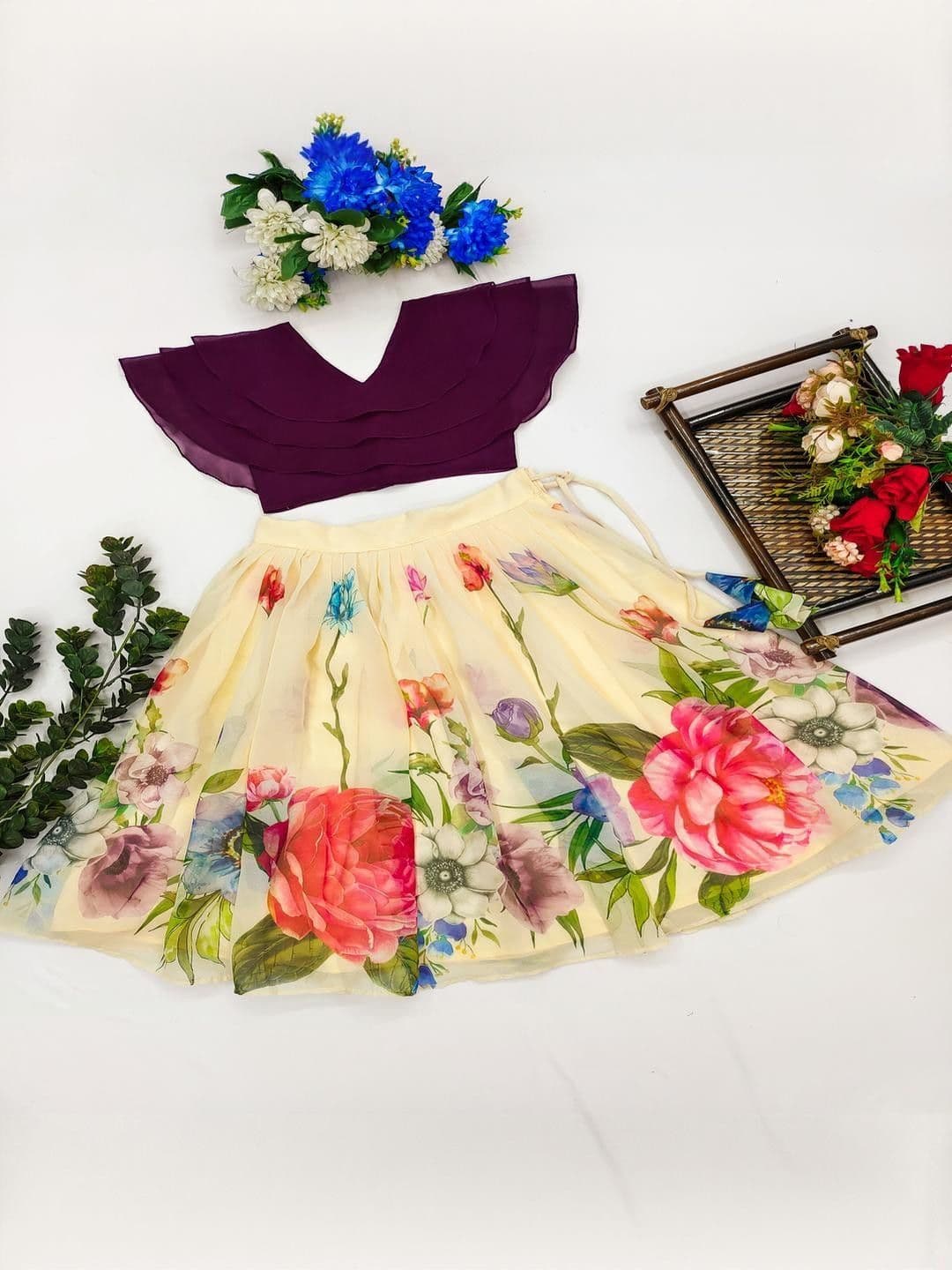 RJ ONLINE Dyed Poly Georgette Lehenga Choli thumbnail 3