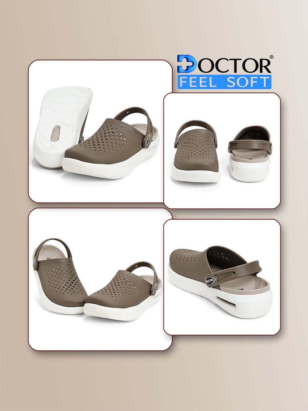 DOCTOR FEEL SOFT Men Colourblocked Clogs thumbnail 3