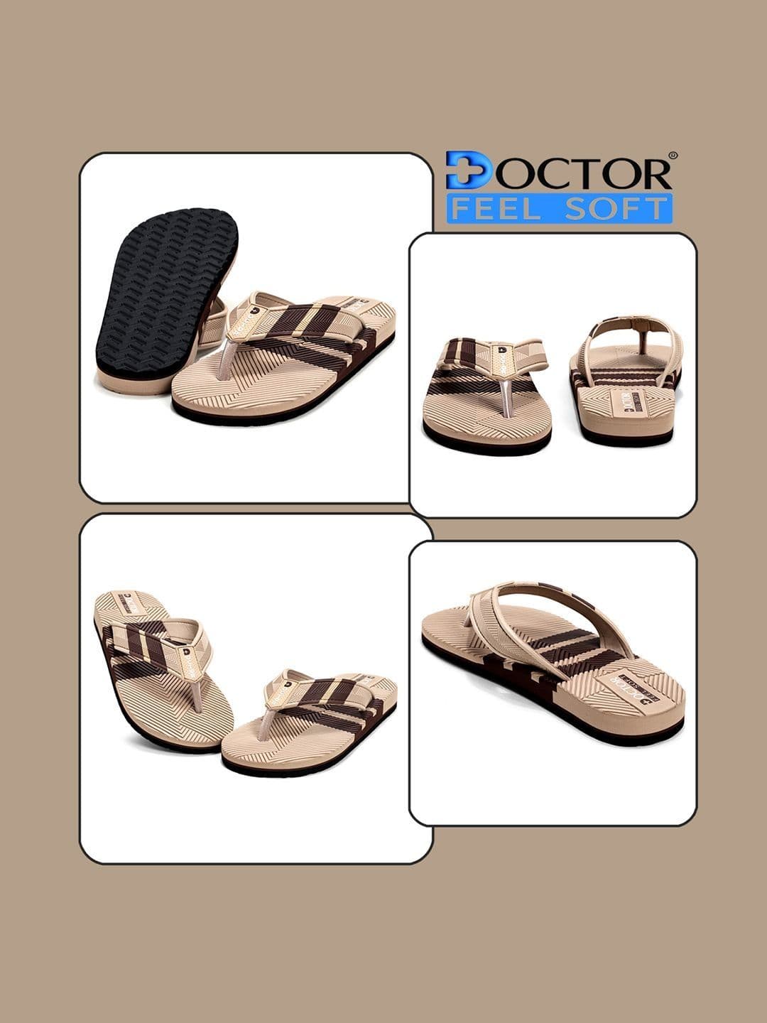 DOCTOR FEEL SOFT Men Striped Thong Flip-Flops thumbnail 6