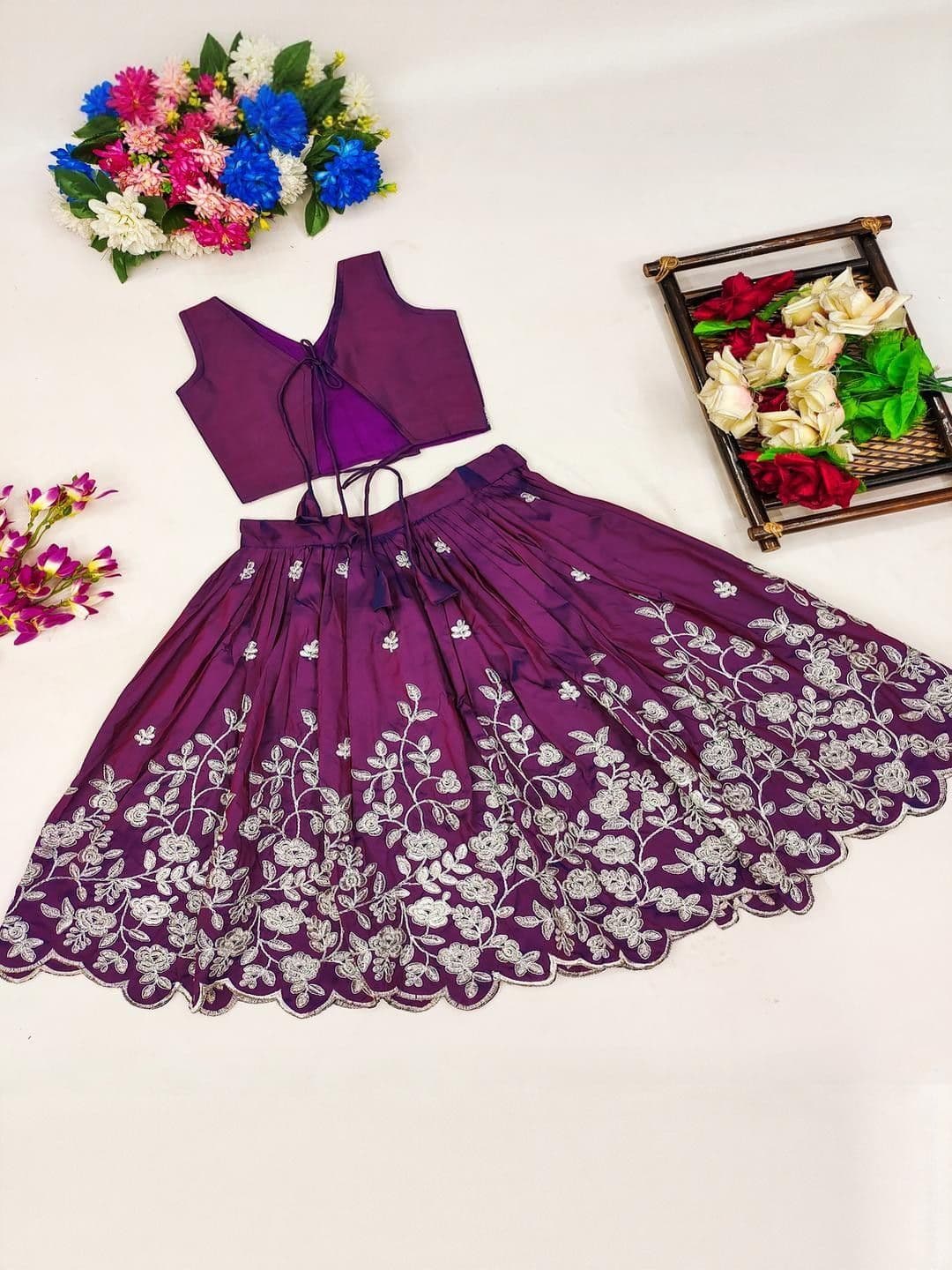 RJ ONLINE Embellished Silk Lehenga Choli thumbnail 3