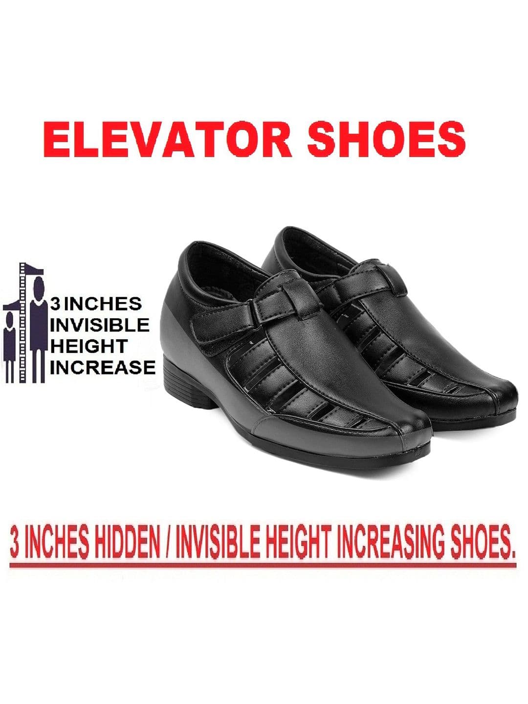 Bxxy Men Black Elevator Increasing Casual Sandal Shoes thumbnail 7