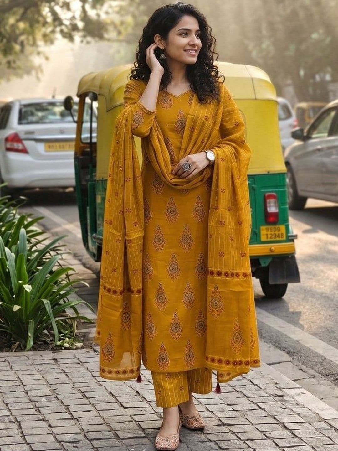 KRYSAL Women Ethnic Motifs Printed Regular Kurta with Trousers & With Dupatta - view 1