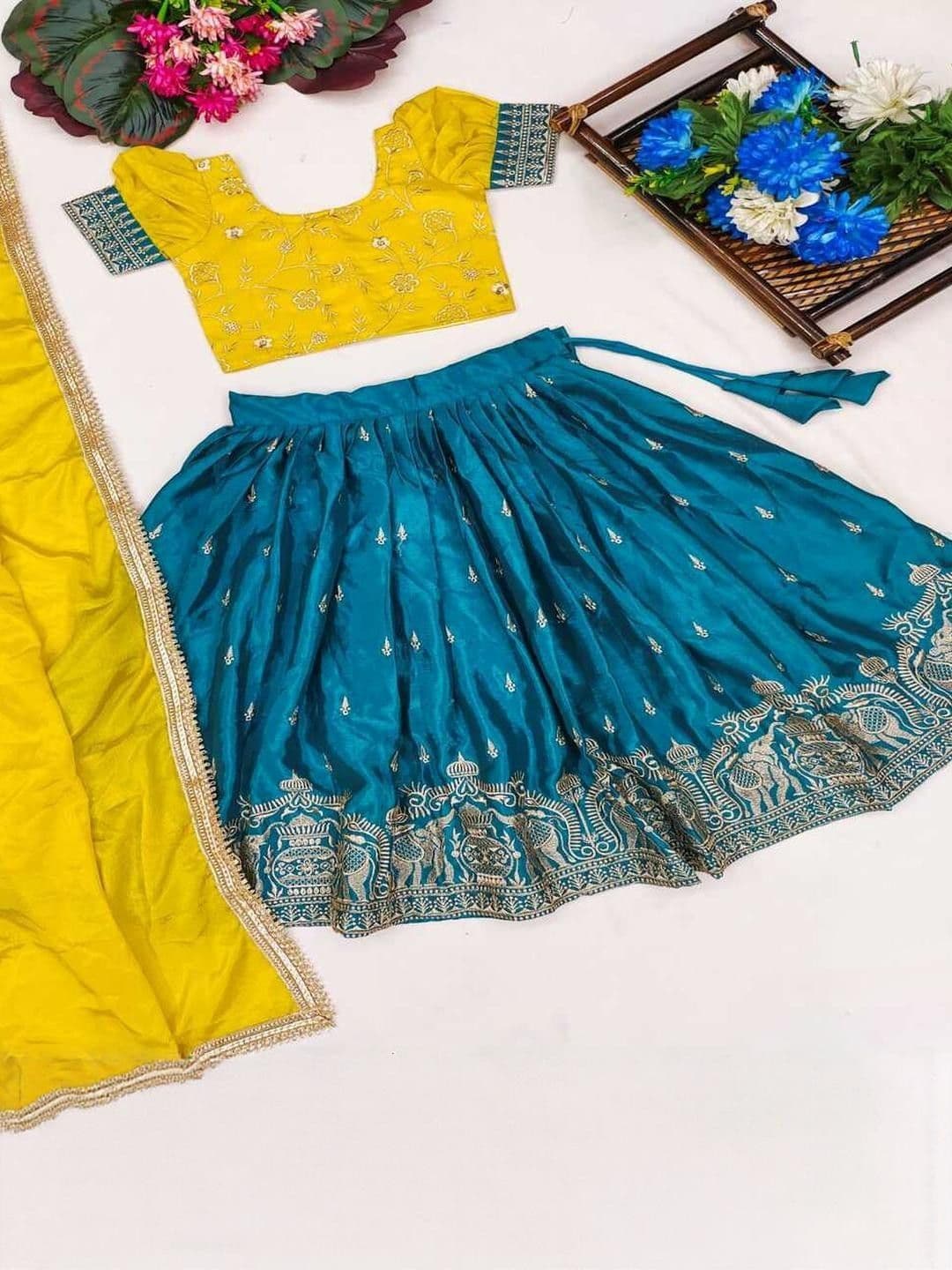 RJ ONLINE Embellished Silk Lehenga Choli thumbnail 3