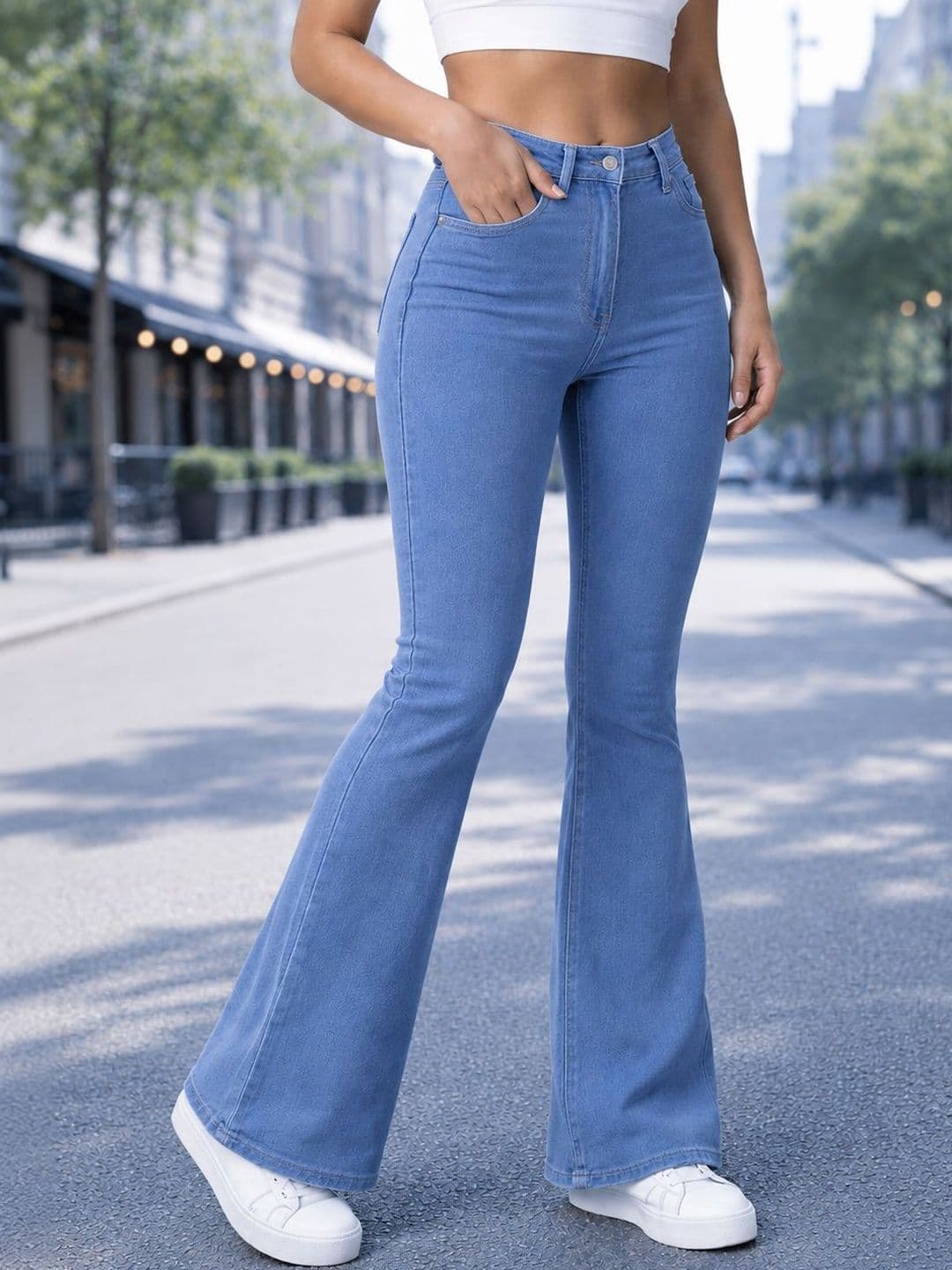 The Roadster Lifestyle Co Women No Fade Clean Look Flared Jeans thumbnail 2