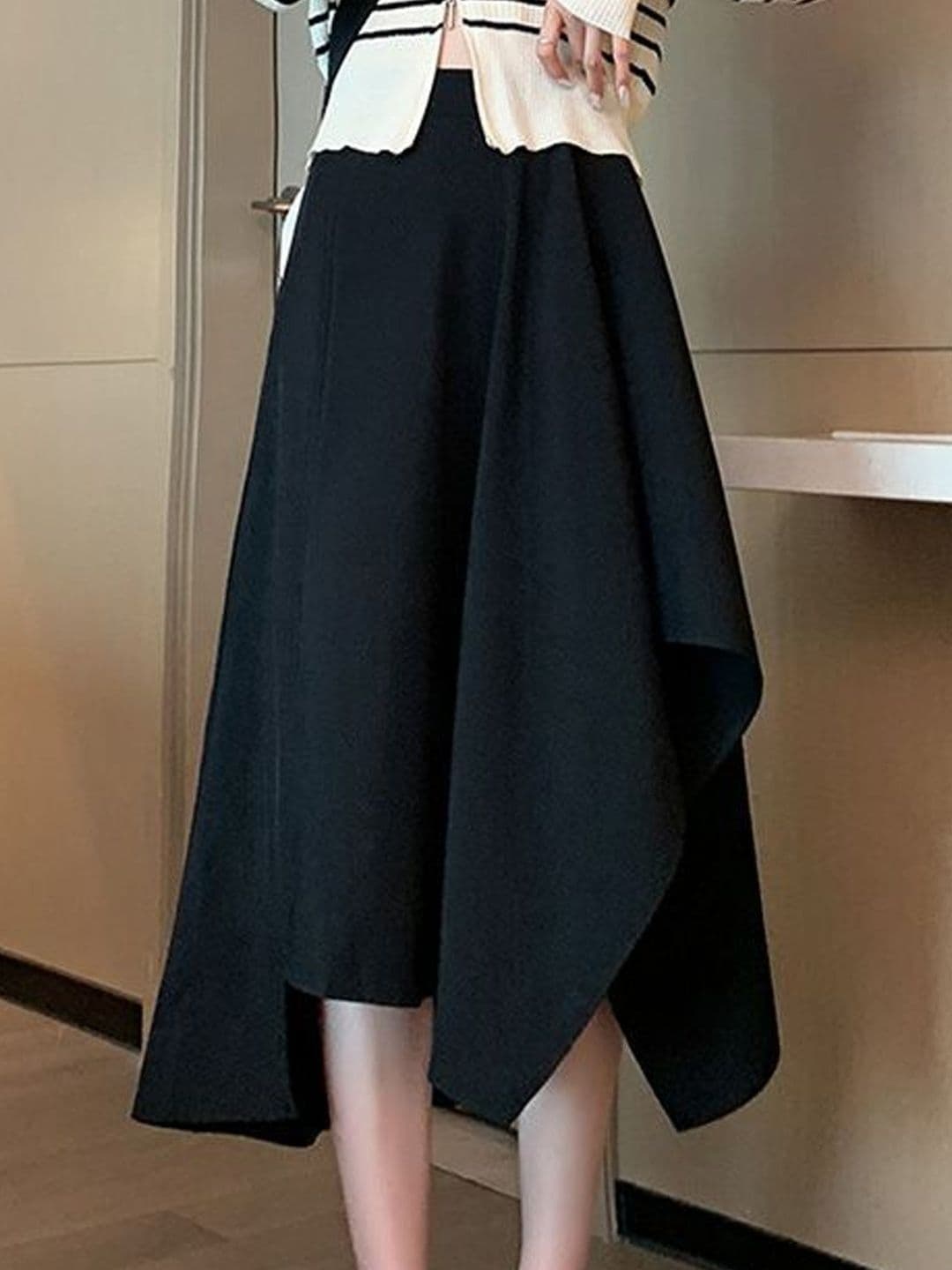 Suo Women Draped Midi A-Line Skirt - view 1