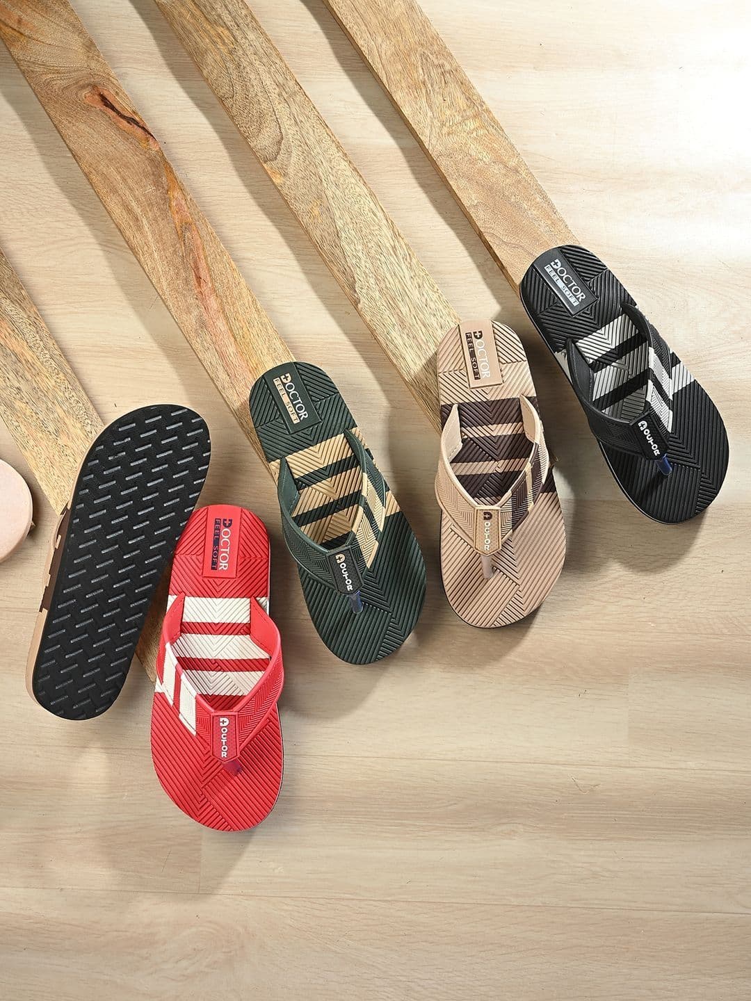 DOCTOR FEEL SOFT Men Striped Thong Flip-Flops thumbnail 7