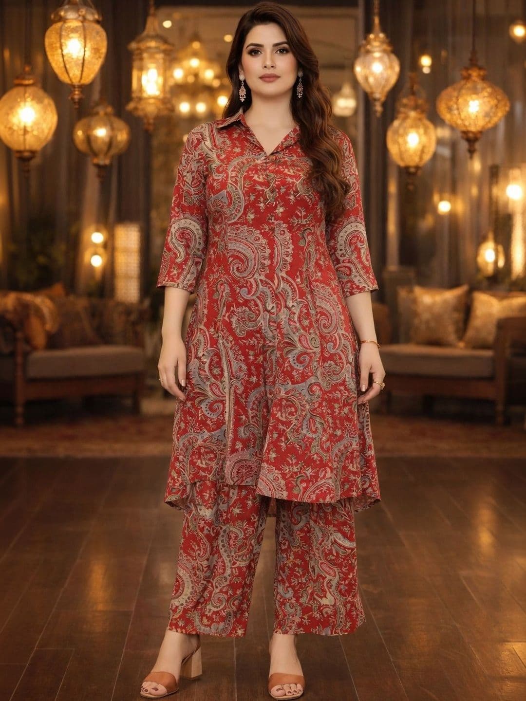 Demirner Women Paisley Printed Regular Pure Cotton Kurta with Trousers thumbnail 5