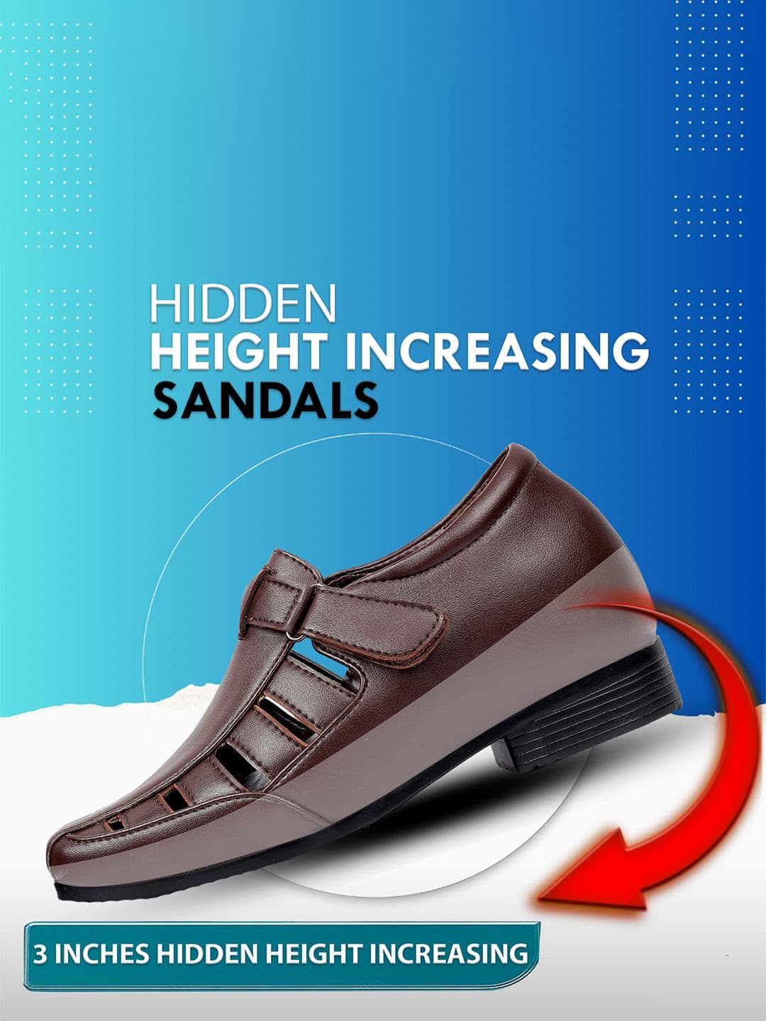 Bxxy Men 3 Inch Hidden Elevator Height Increasing Formal Shoe-Style Sandals thumbnail 3