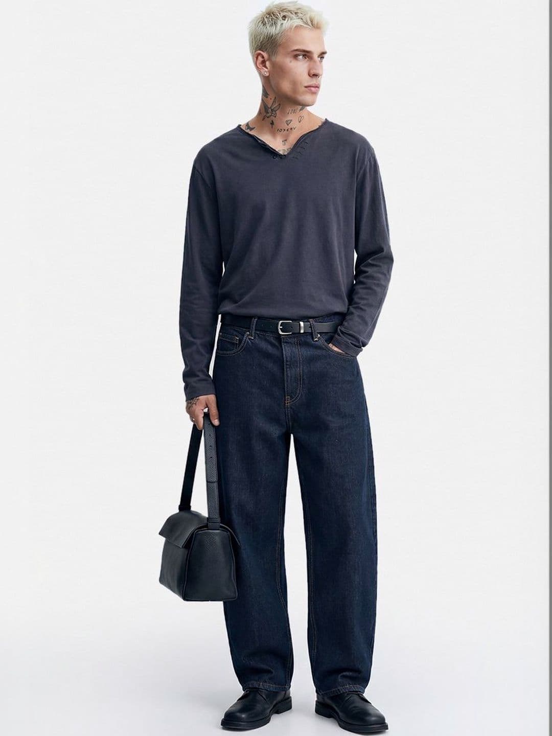 Snitch Navy Blue Mid-Rise Slouchy Fit Jeans thumbnail 4